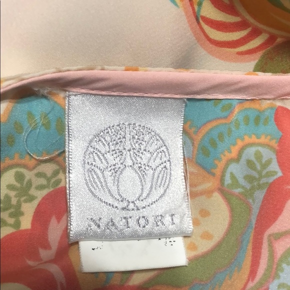 Natori colorful and floral short robe, size M. - Picture 8 of 9